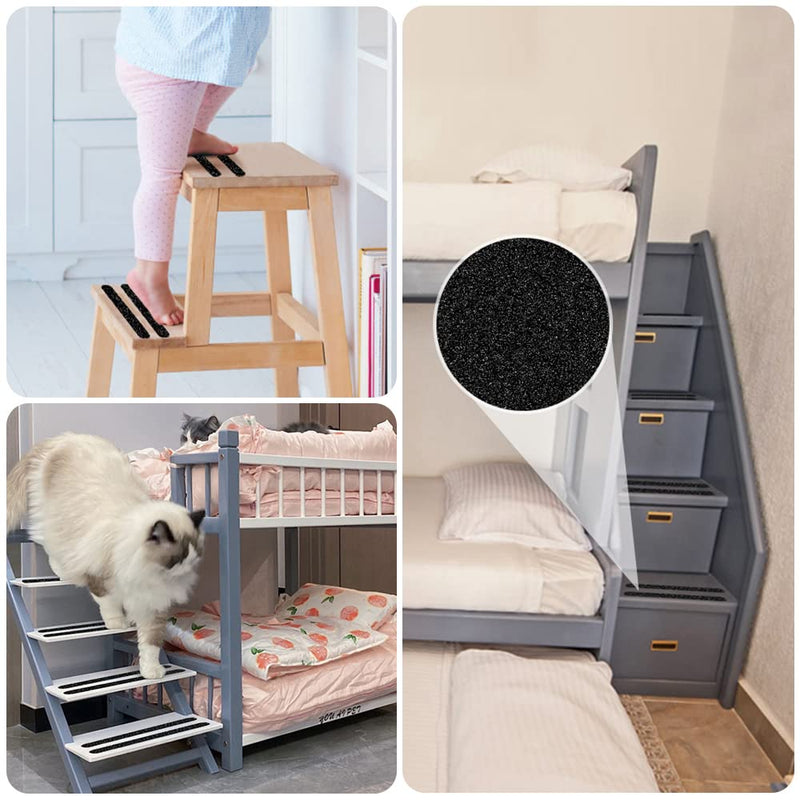 Anti Slip Tape, 16pcs Non Slip Pre-Cut Strips, Treads Safety Non Skid Adhesive Strips for Ladder, Step Stool and Stair (1" x 12", Black) 1" x 12"