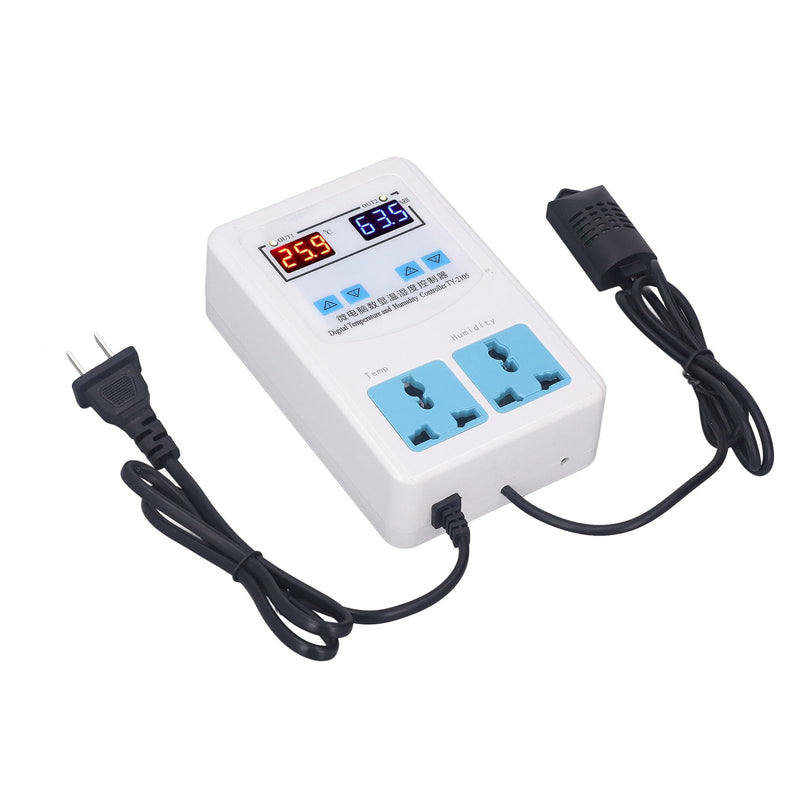 Temperature Humidity Controller with LCD DisplayDigital Thermostat Humidistat for Incubators, Herbal Storage Containers, and Grow Rooms (20°C to 60°C, 0%–100% RH, 110–220V)