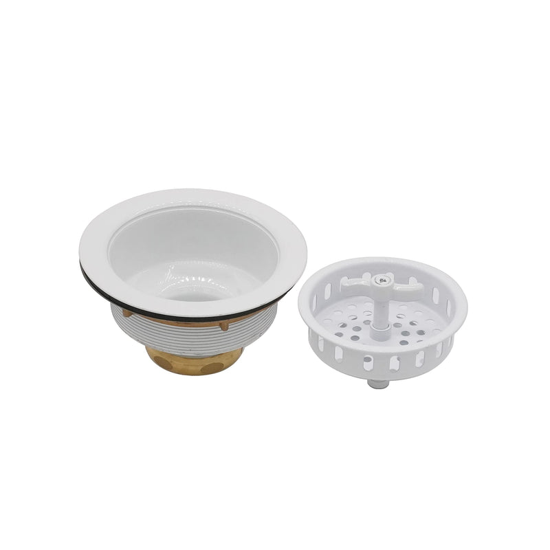 Westbrass D2155-50 Wing Nut Style Large Kitchen Basket Strainer with Waste Disposal Flange and Stopper, Powder Coat White