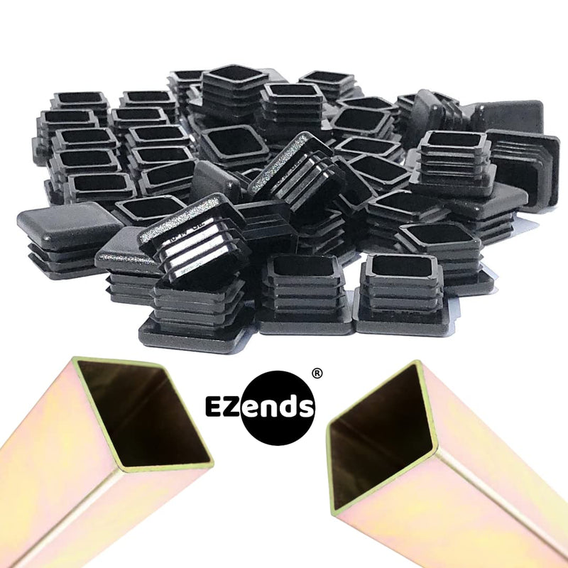 Premium Grade 1 Inch (10-14 Gauge) Extra Durable Polyethylene Square Tubing End Caps (50 PK) Plastic Plugs/End Caps/Plastic Plugs for Square Tubing/Black Plastic Square Plugs/Cap Plug 50 10/14 USA