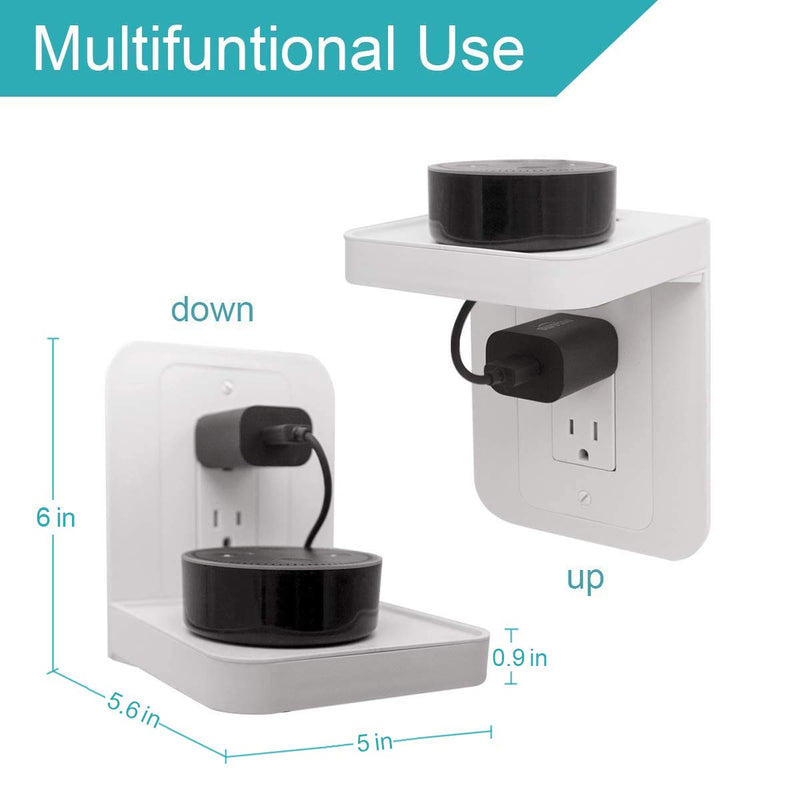Outlet Shelf, Outlet Shelf with Cord Storage, Outlet Shelf Wall Holder, Power Perch Wall Outlet Shelf Holder for Kitchen Bathroom Organization Saving Space for Home Quick Install with Included Screws White-decora