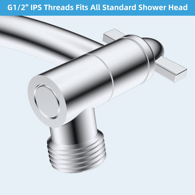 Hibbent All Metal 16'' Shower Head Extension Arm Solid Brass Flexible Height & Angle Adjustable Shower Arm Extender with Lock Joint, Universal Connection Stainless Steel Pipe Height Extending, Chrome 16 Inch