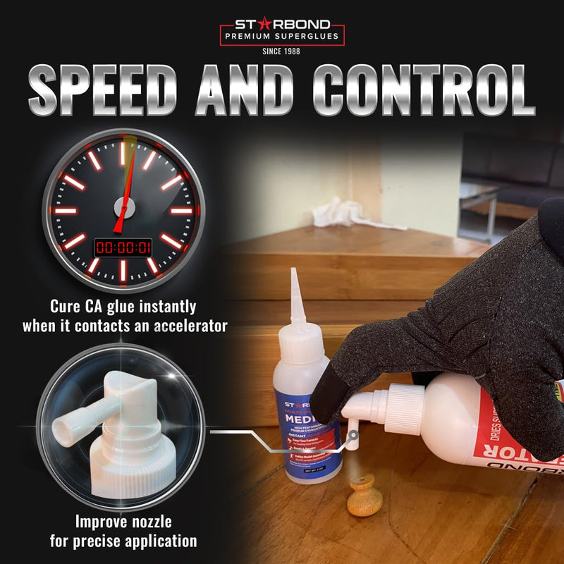 Starbond Pinocchio Pump CA Glue Accelerator, Instantly Dries Super Glue, 8 oz 8 ounce