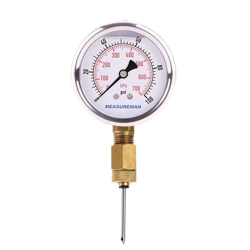MEASUREMAN Brass Gauge Adaptor 1/4 BSP Female，2-1/2 OAL x 1-2/5" x 1/8" Probe with Stainless Steel Sheath，Pressure Gauge Fitting kit