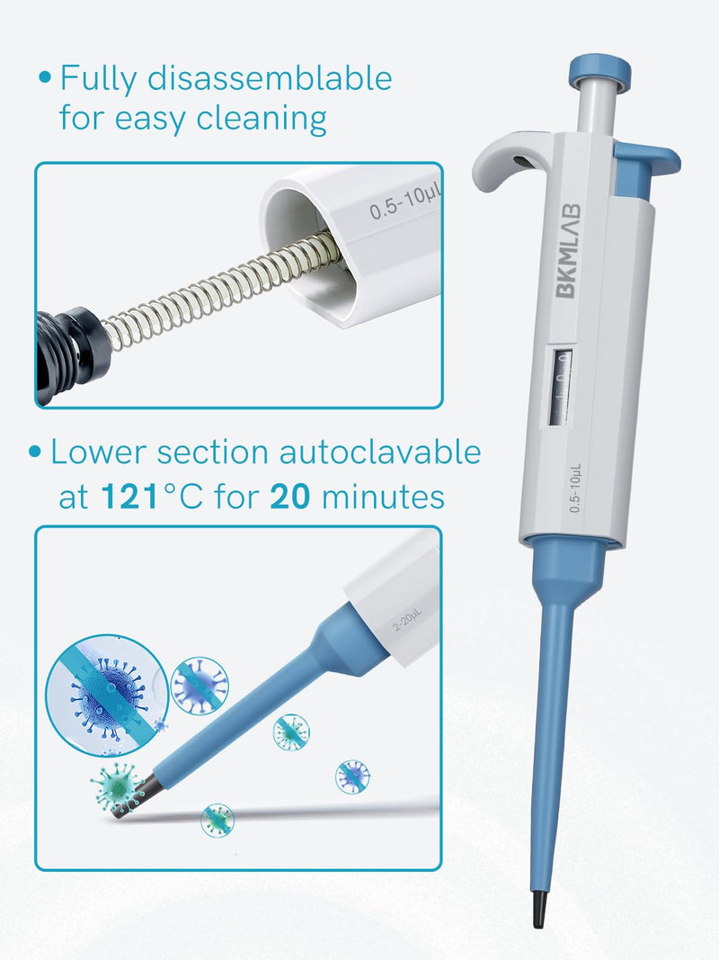 100-1000ul Pipette Pen, High Accurate Manual Single Channel Pipette, 5μl Increment, 0.1 to 1ml Pipettes for Laboratory, Scientific and Industrial Research 100-1000μL