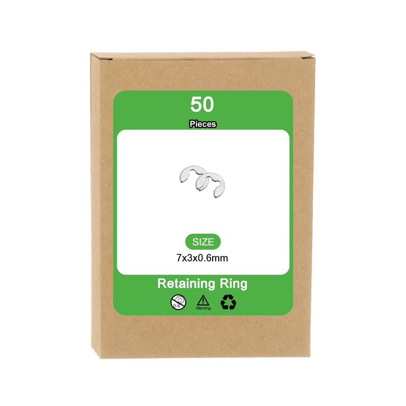 uxcell 50 Pcs External Retaining Rings, 3mm 304 Stainless Steel E-Clip External Circlip Snap Rings Round Wire Snap Rings for Valves Electrical Appliances