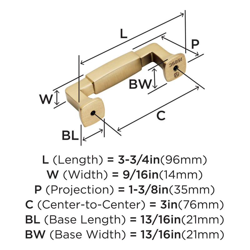 Amerock | Cabinet Pull | Champagne Bronze | 3 inch (76 mm) Center to Center | Stature | 2 Pack | Drawer Pull | Drawer Handle | Cabinet Hardware 3 inch (76mm) Center-to-Center (Pack of 2)