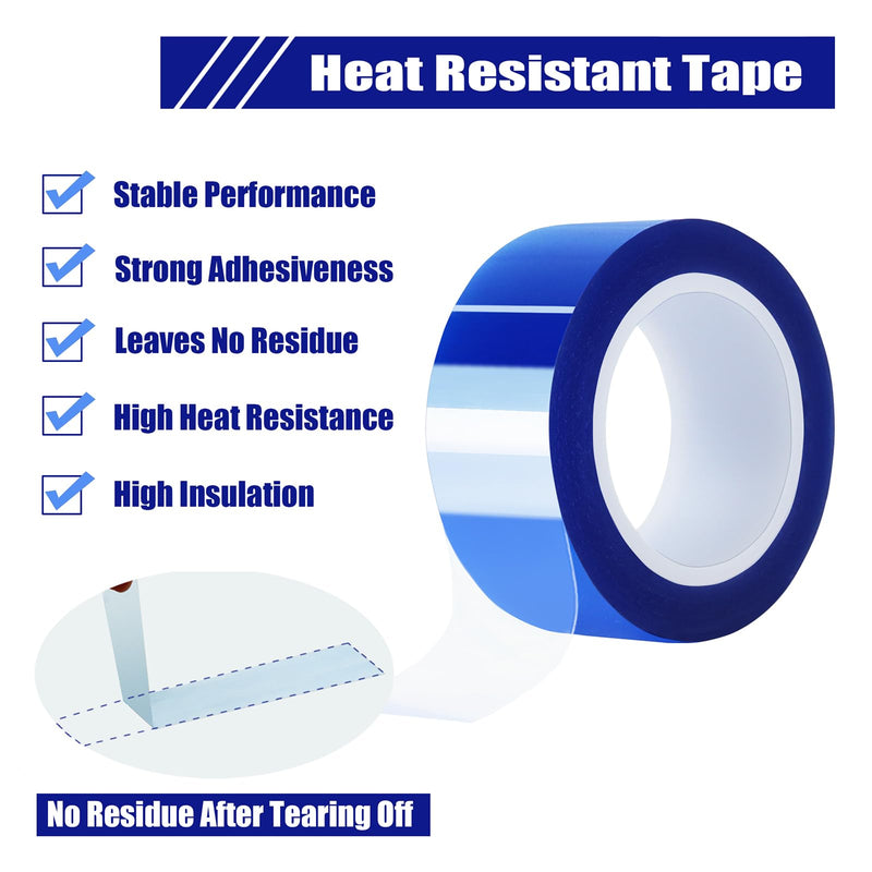 12 Rolls 20mm x16m(52FT) Blue Heat Tape High Temperature Heat Resistant Tape Heat Transfer Tape for Heat Sublimation Press Vinyl,No Residue