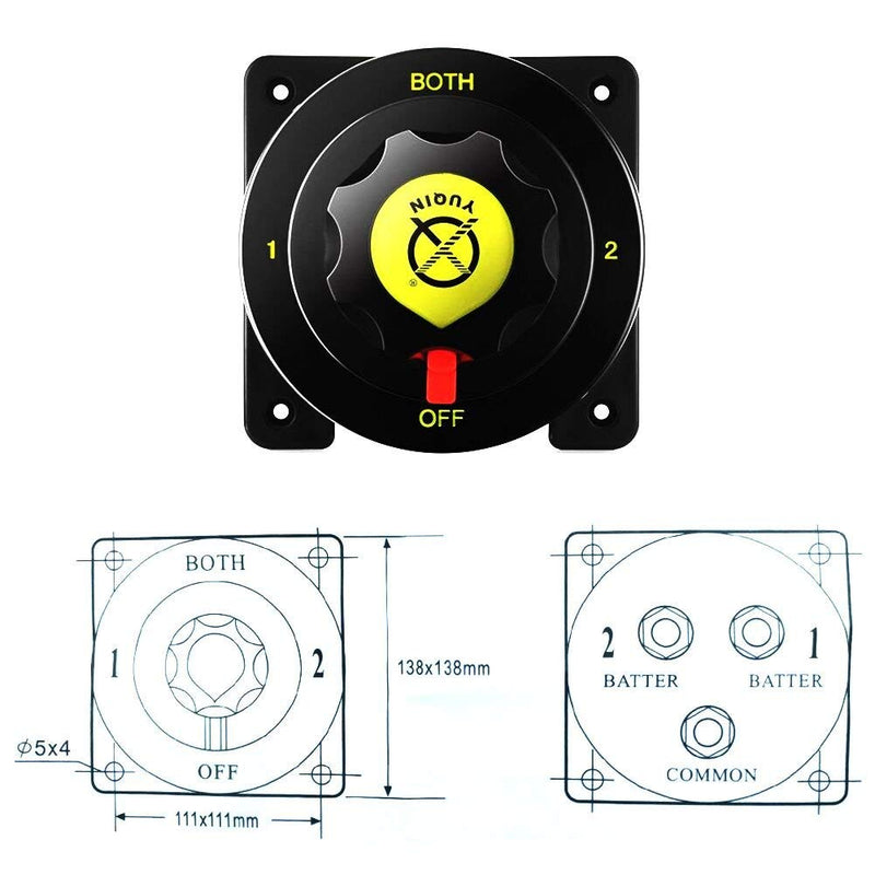 12V 24V Battery Selector Switch Rated 300A 450A Intermittent Marine Boat Heavy Duty Battery Disconnect Switch for Boats