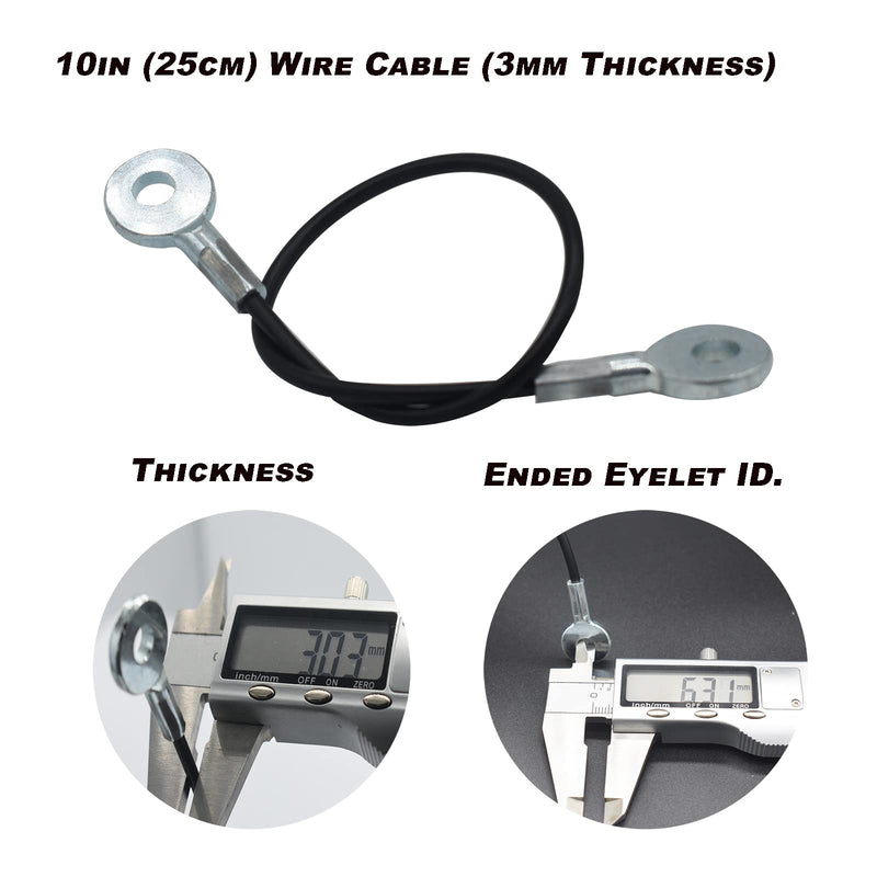10 pcs 10 inch (25cm) 3mm Thickness Galvanized Steel Wire Cable Eyelets Ended Short Rope Lanyard Safety Tether Chain Lock with Vinyl Coated Cover Black 10in/25cm Black_10pcs