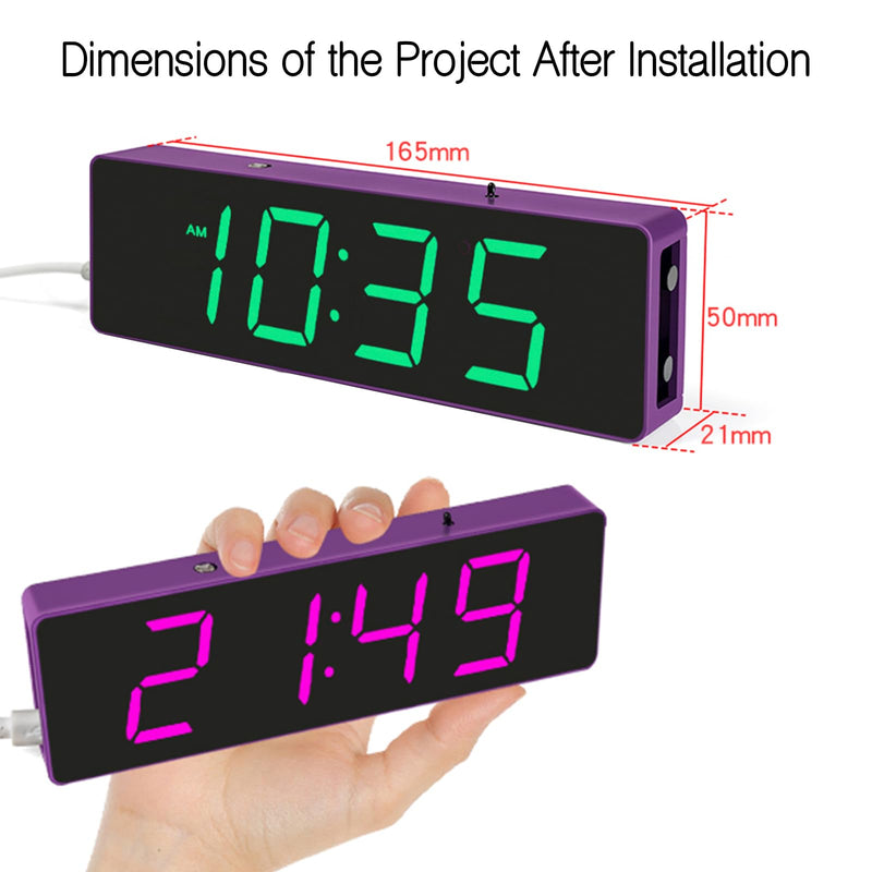 EIELE Soldering Practice Kit 4-Digit RGB Colour LED Digital Clock Kit with colourful case Suitable for students and beginners to solder and learn Adult Electronic Soldering Projects (blue case) Blue Case