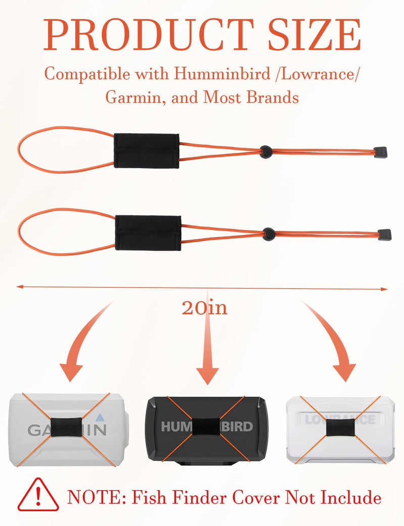Thickened Fishing Finder Cover Straps, Adjustable Fish Finder Bungee for Securing Graph Cover for Travel, Orange