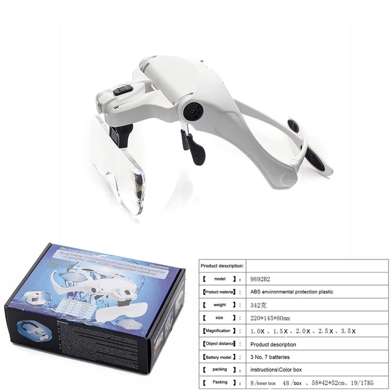Adjustable 5 Lens Dentist Loupes LED Light Headband Magnifier Glass Dental Magnifier Surgery Binocular Glass 1.0X 1.5X 2.0X 2.5X 3.5X