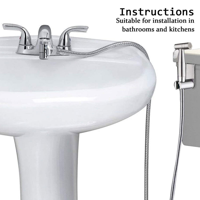 Handheld Bidet Sprayer Toilet Bathroom- Stainless Steel Sprayer Shattaf Toilet Bidet Shower Head for Bathroom Sink or Toilet - with Faucet Dispenser,59in Hose and Bracket Holder