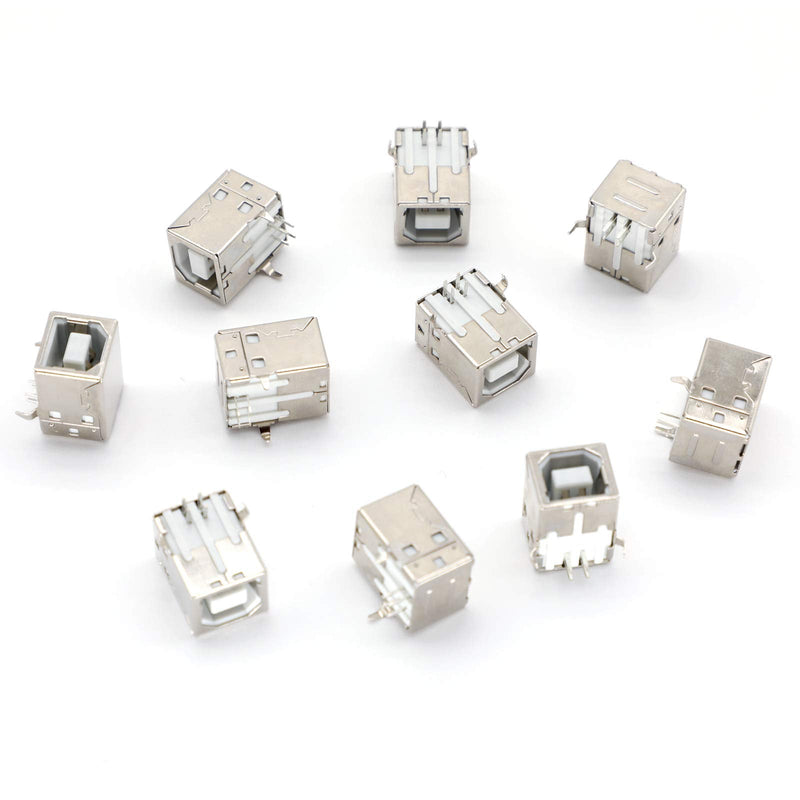 USB Female Type-B Port 4-Pin Right Angle PCB DIP Jack Socket-White 10 Pack by MXRS
