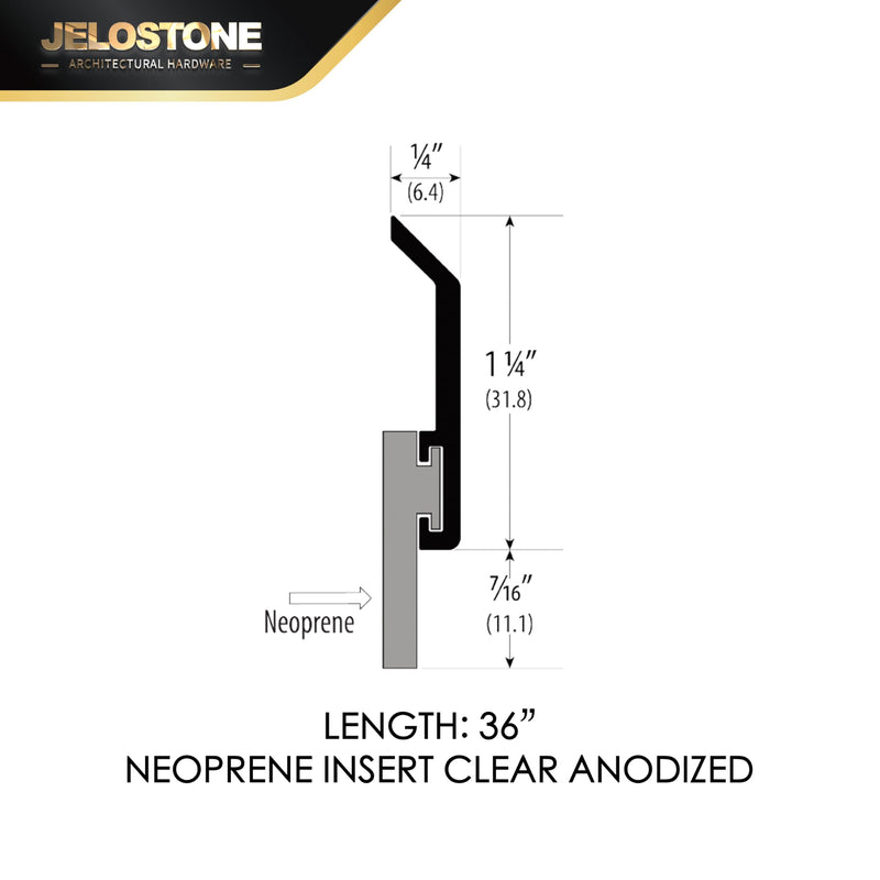 2 Pack - Commercial Door Bottom Sweep JS-N315, Heavy Duty Aluminum with Weather-Tolerant Neoprene Insert, UV-Resistant, 36", Clear Anodized – Ideal for Residential & Commercial Use 36''