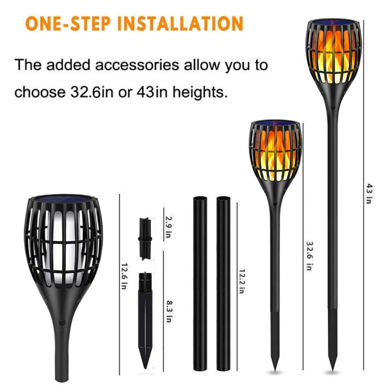 Solar Lights Outdoor, 43" Flickering Flames Torch Light Solar Garden Lights Waterproof Landscape Lighting Dusk to Dawn Auto On/Off Security Torch Light for Yard Patio Driveway, 4Pack 4 Pack