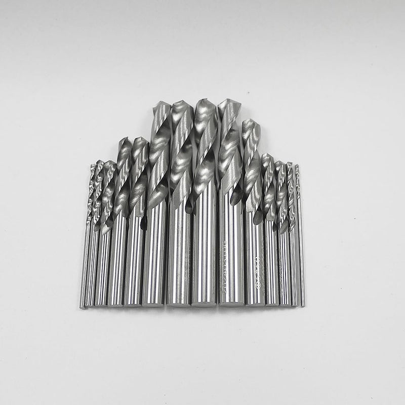 KLOT 14pcs Solid Carbide Stub Drill Bit Set (1mm-6.5mm) Industrial Grade High Precision 2-Flute Twist Straight Shank for Metal Working