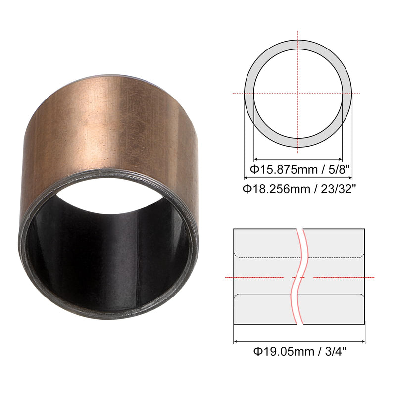 uxcell Sleeve Bearings 5/8" Bore x 3/4" OD x 23/32" Length Plain Bearings Wrapped Oilless Bushings for Sliding Parts of Machinery, 4pcs 4