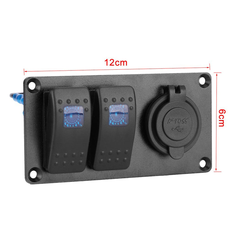 Marine Switch Panel, Dual USB Charging 3.1A 2 Gang RV Boat Switch 12V-24V Universal Voltage for Drivers Boaters RV Owners Marine Enthusiasts