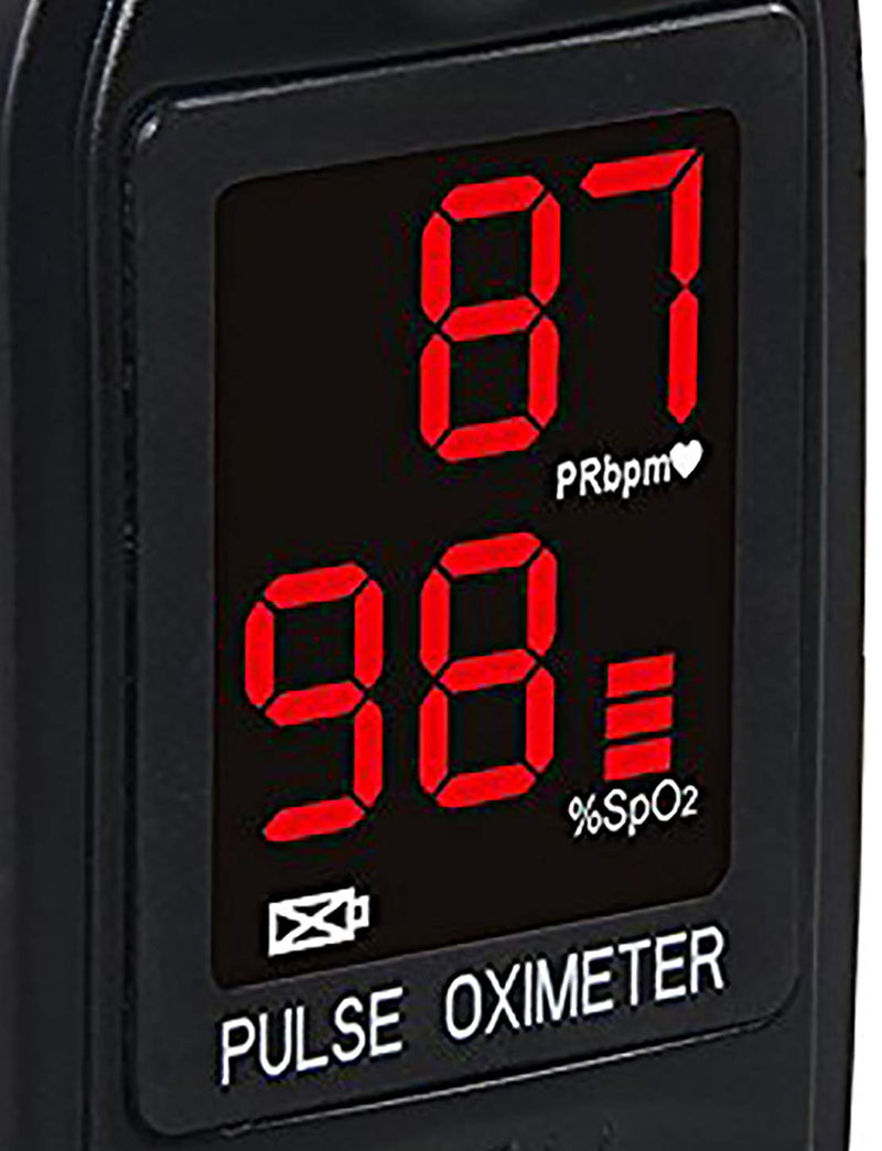 Concord Basics Fingertip Pulse Oximeter - Blood Oxygen Saturation Monitor with Carrying Case, Batteries, Silicone Cover & Lanyard - Easy to Use, Accurate SpO2 & Pulse Measurement (Black)