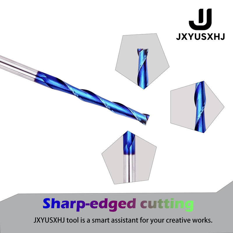 Extra Long 4 Inch Upcut Spiral Router Bit 1/4 Inch Shank, 2 Inch Cutting Length 1/4 Inch Cutting Diameter, Solid Carbide with NACO Coating CNC Router Bits End Mill for Wood Cut, Trimming, Carving UP CUT 1/4S"*1/4D"*2CL"*4"OVL