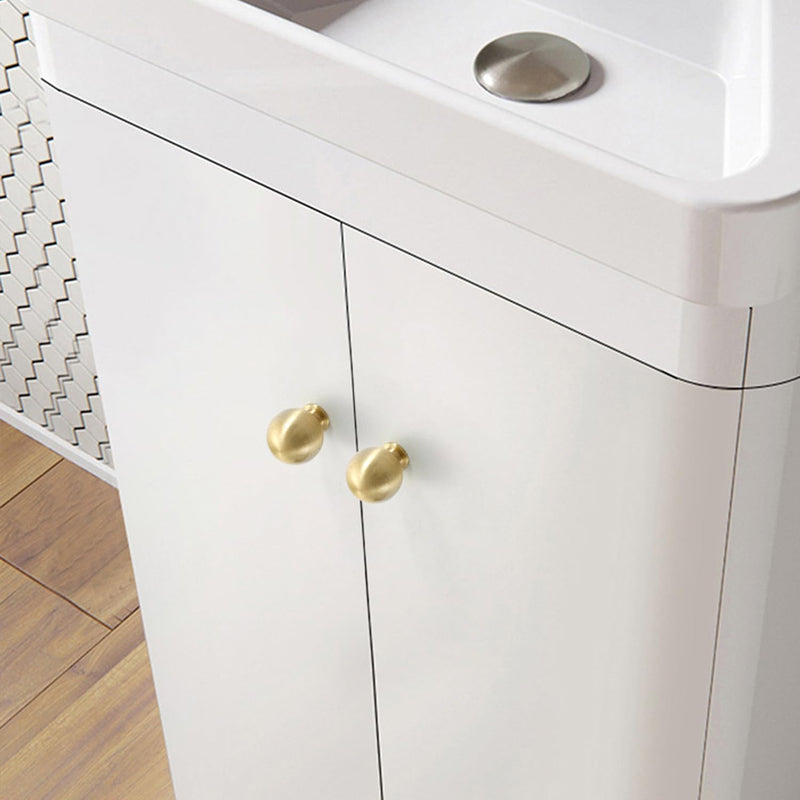 Flybath 5 Pack Ball Cabinet Knobs Solid Brass Kitchen Drawer Gold Pulls Cute Furniture Handles, Brushed Brass