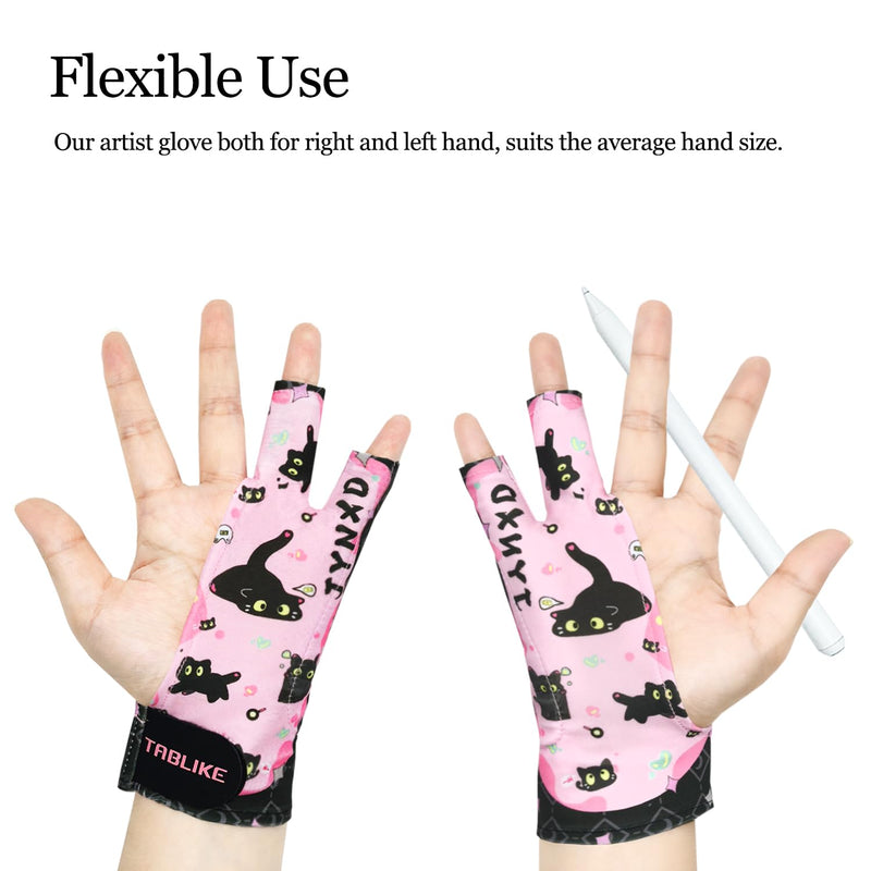 Drawing Glove for iPad, 3-Layer Palm Rejection Artist Glove(Size M, Pink) Medium