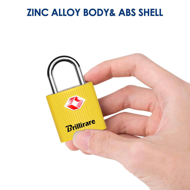4 Pack TSA Approved Luggage Locks with Keys, Travel Padlock, Zinc Alloy Waterproof Keyed Lock, TSA Outdoor Metal Lock for Lockers, Bags, Backpack, Gym, Gate-Yellow