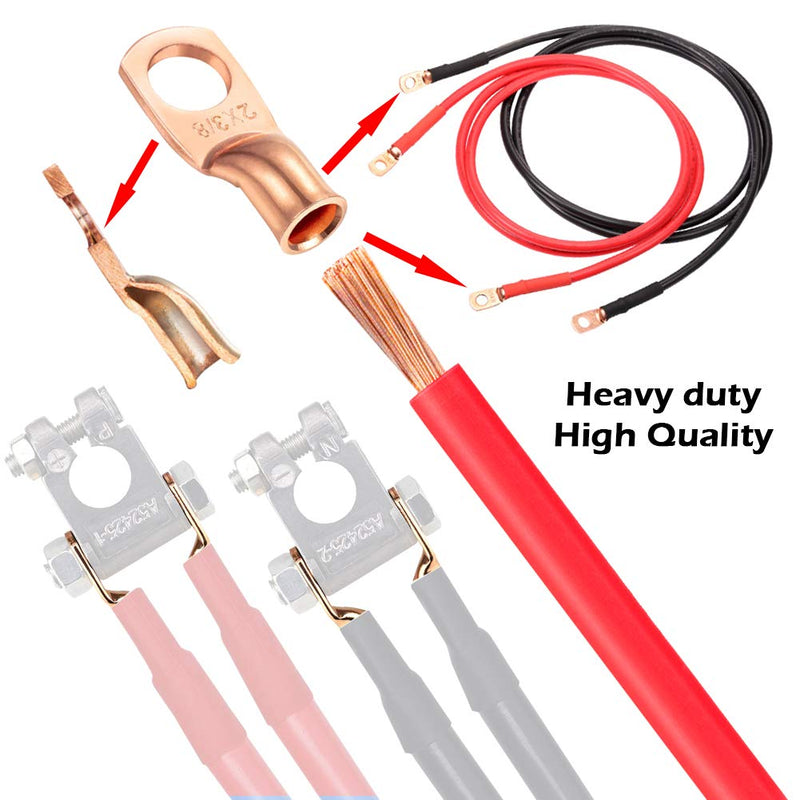 Ampper Heavy Duty Copper Wire Lugs, UL Eyelets Ring Crimp Copper Terminal Connectors for Battery Cable Ends and More (2 Awg, 5/16" Ring, 10 Pcs) 2 Awg