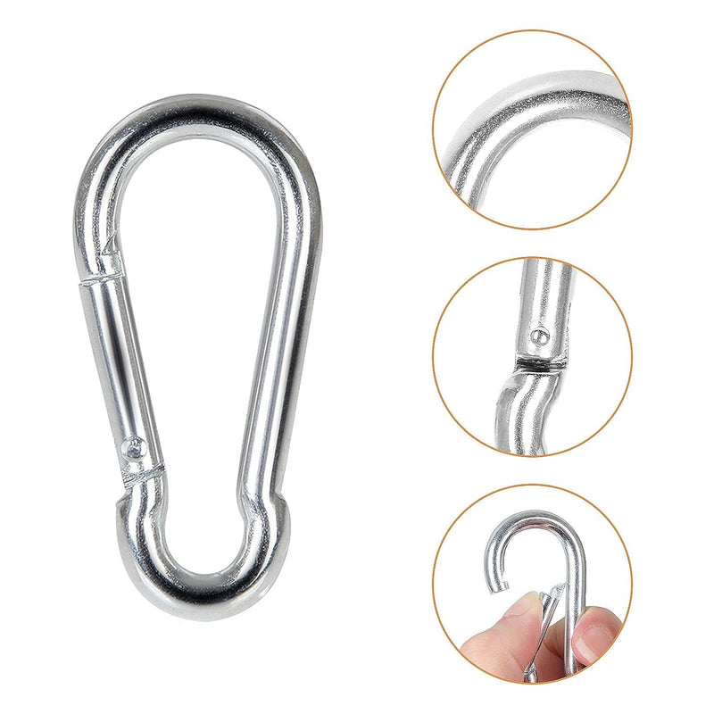 Spring Snap Hooks M5 M6 M8 M10 Carabiner Heavy Duty Carabiner Clips Galvanized Steel Quick Links Caribiniers Hammocks Hooks for Camping Hiking Outdoor Swing Pet Leash Gym M5 - 80pcs - NewNest Australia
