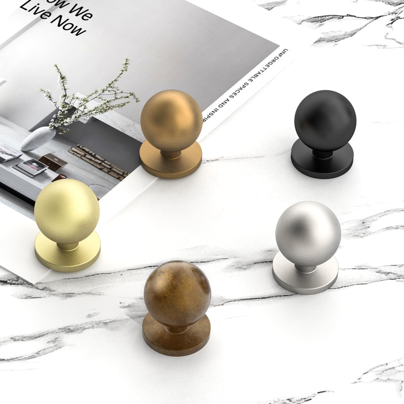 FILTA 30 Pack 1Inch(27mm) Diameter Round Solid Ball Champagne Bronze Cabinet Knobs Drawer Pulls Cabinet Hardware for Kitchen Cabinets and Bathroom Cabinets Single Hole Knob