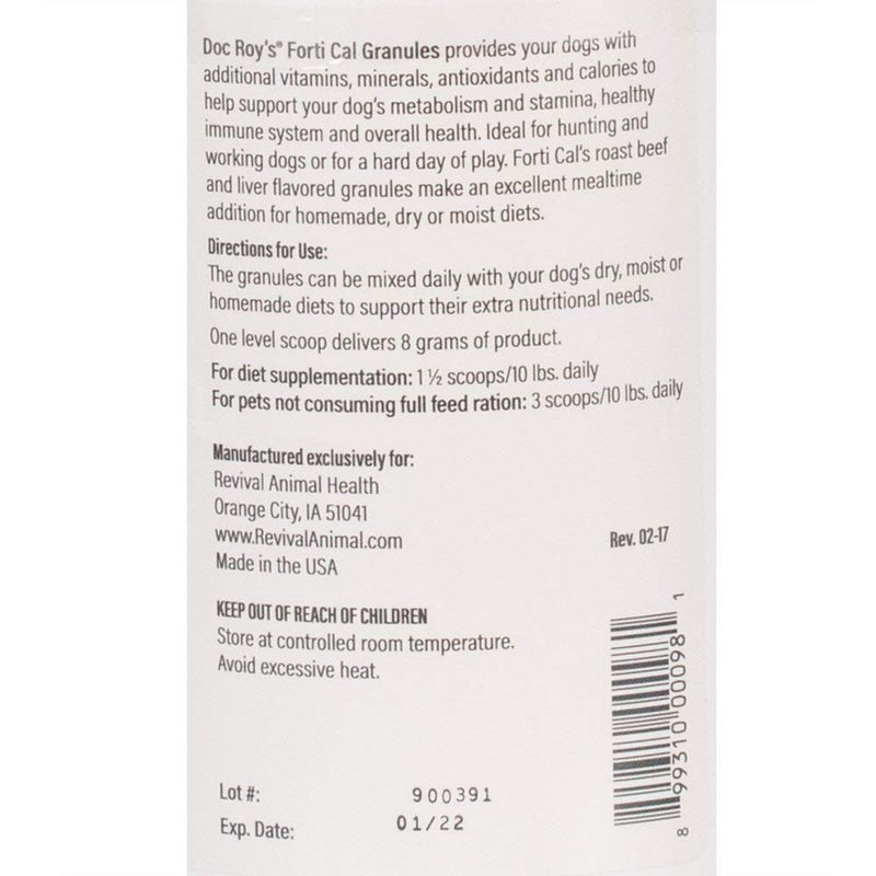 Doc Roy's Forti Cal- High Calorie Nutritional Energy Supplement - for Dogs, Cats, Puppies & Kittens- 454 gm Granules - PawsPlanet Australia