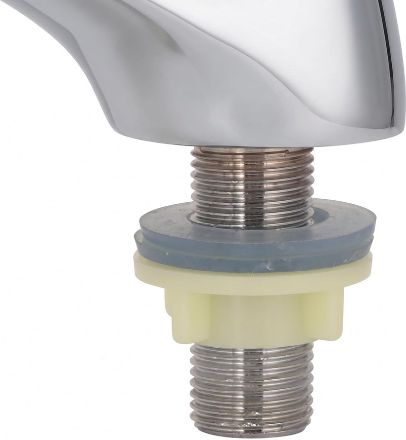 Time Delay Faucet G1/2 Thread, Self Closing Water Saving Tap Copper Chrome Plated, Single Cold Metering Valve for Public Outdoor and Laundry Utility
