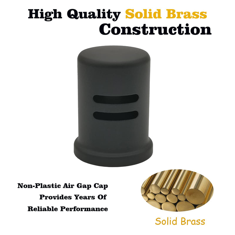 Dishwasher Air Gap Cover Black only, Skirted, Replacement Black air gap dishwasher,Solid Brass,Matte Black Finish Air Gap Cap Only Matte Black