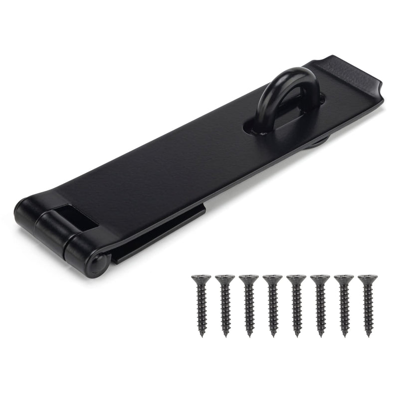 Heavy Duty Door Hasp Latch 7-3/4" Extra Thick Steel Safety Gate Door Lock Padlock Clasp Hasp Lock Latch for Fence Gate Barn Door Shed Closet Cabinet, Black Finish Straight