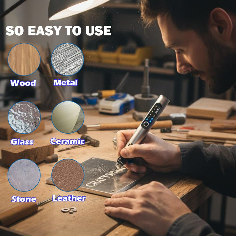 USB Rechargable Engraving Machines Pen with 35bits,Mini Electric Engraver Etching Machines Cordless Rotary Tools Engraved Jewelry Stone Metal Plastic Wood Resin Model Silver