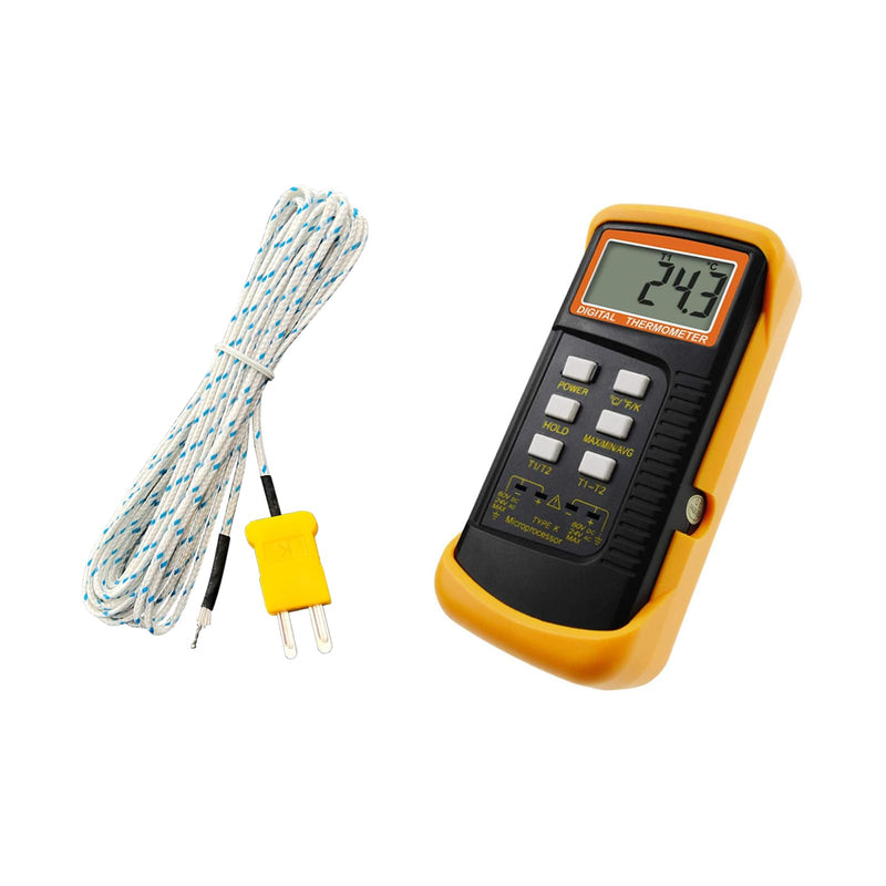 K Type Mini-Connector Thermocouple Temperature Probe Sensor K Type Thermocouple Wire Temperature Sensing Line Measure Range -40 to 400 Celsius, Compatible with TM902C/ TES1310 (1 Meter) 1 Meter