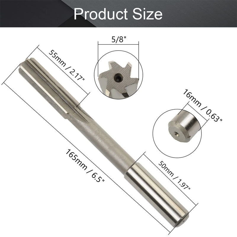 Utoolmart Chucking Reamer 5/8", H7 HSS Lathe Machine Reamer, Round Shank Milling Cutting Tool, for Metal Non-Ferrous Metal Copper