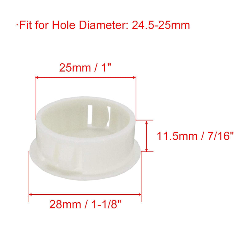 Hole Plugs Plastic 25mm (1") Fit for 24.5-25mm Diameter Locking Hole Tube Flush Type Panel Plugs Fastener Cover for Kitchen Cabinet Furniture Off White 25 Pcs 25mm(1")