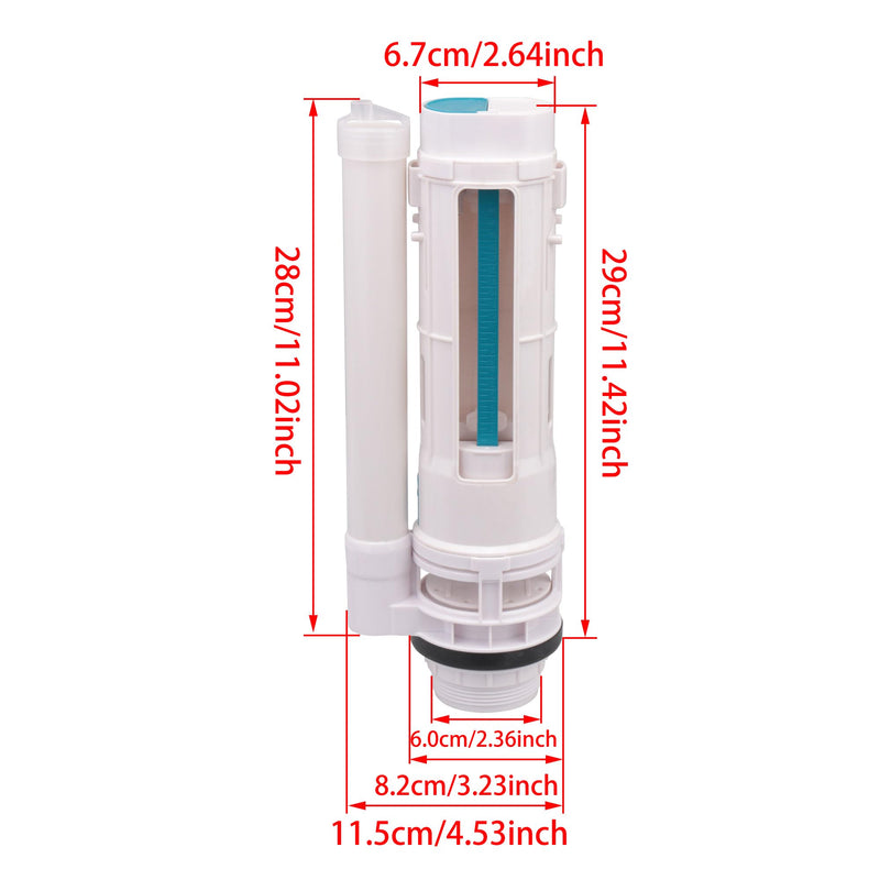 White 29cm Height Water Tank Split Dual Flush Fill Toilet Cistern Inlet Drain Valve Repair