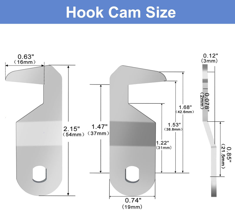 5/8' Cabinet Cam Lock Keyed Alike, Hook Cam Tool Box Lock for RV Storage Compartment Door Tool Cart Mailbox with Manual, Zinc Alloy (5/8 Inch 2 Pack) 5/8 Inch 2 Pack