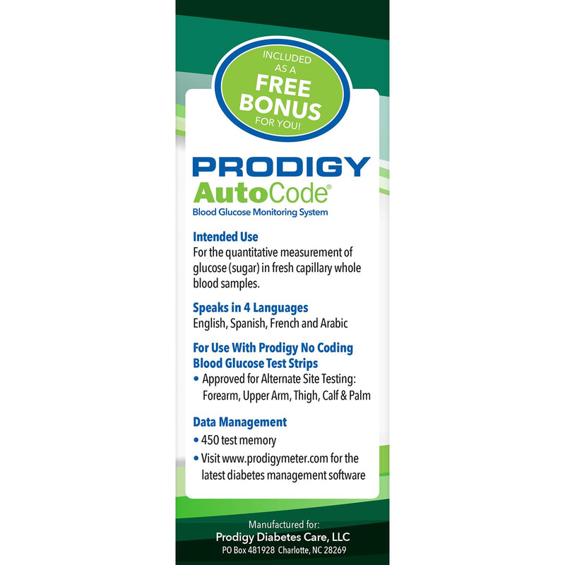PRODIGY 100ct Test Strips with AutoCode Talking Meter Starter Kit