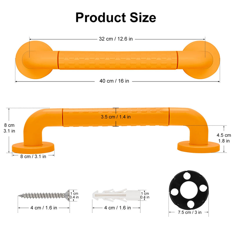 supregear Shower Grab Bar, Heavy Duty Anti-Slip Bathroom Safety Rail, Stainless Steel Support Handle for Elderly, Children, Disabilities, Ideal for Bathtub, Toilet, Kitchen, Stairway, 16 in/40 cm Yellow