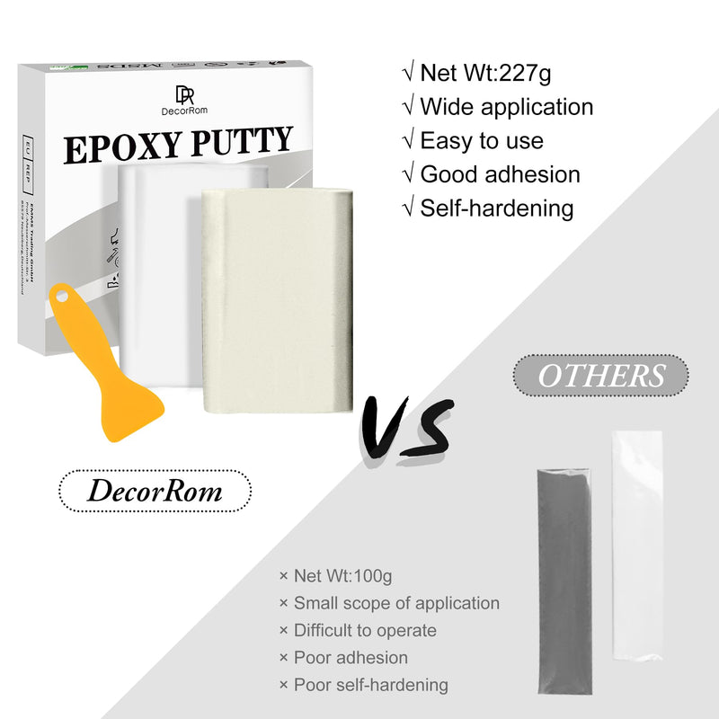 Epoxy Putty - 8oz / 227g Pool Putty, 2 in 1 Underwater or Above Fast Repair, Fix Leaks, Cracks, Filling, Sculpting - 2 Part Epoxy Sculpt Clay for Metal, Tile, Concrete, Plastic, Ceramics (White) White