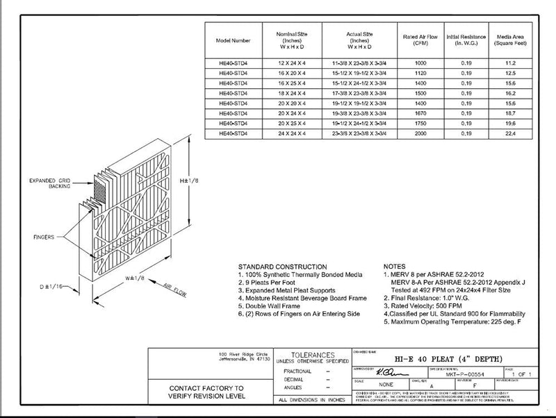 Sterling Seal KP-5251078450x2 Purolator Key Pleat Extended Surface Pleated Air Filter, Mechanical MERV 8, 14" W x 30" H x 1" D (Pack of 2)