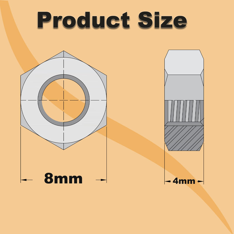 100pcs M5-0.8 Hex Nut, 304 Stainless Steel, M5 x 0.8mm Tiny Nuts Fasteners, Hex Drive, Metric, Right Hand, Small Replacement Nut
