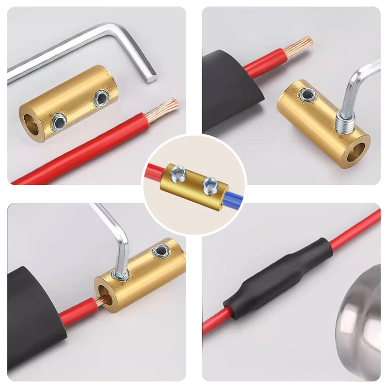 smseace 10Pcs 6 Gauge Wire Connectors with 10Pcs Heat Shrink Tubes,20Pcs Screws and Wrench 6 awg Splicing Quick Wiring Terminal 80 Amp Circuit Connecto 6 AWG-80Amp