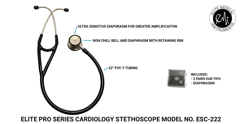 EMI ESC-222 Black Dual Head Cardiology Stethoscope