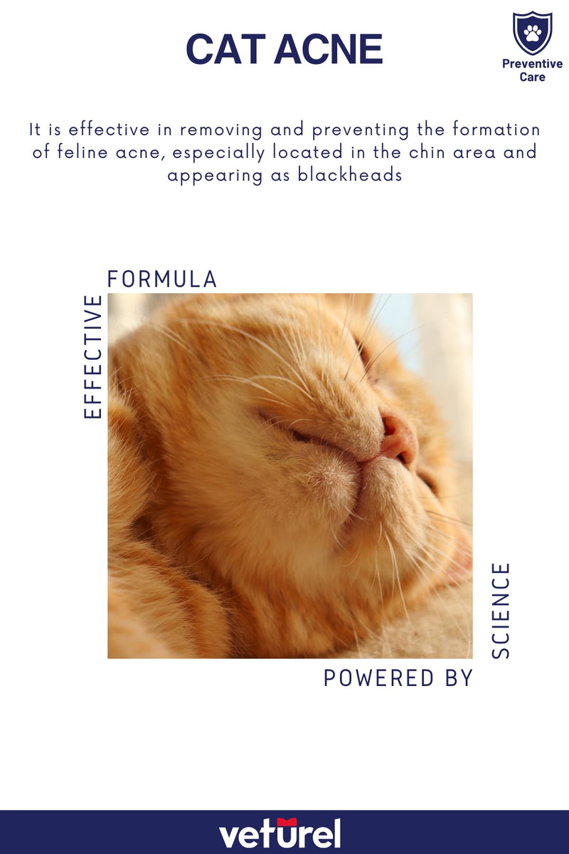 Veturel Natural Feline Facial Care - Cat Tear Stains Remover - Cat Acne - May Help with Cat Chin Acne - Cat Chin Blackheads - Gentle Ear and Eye Care - May Soothe Skin - 3.4 oz.